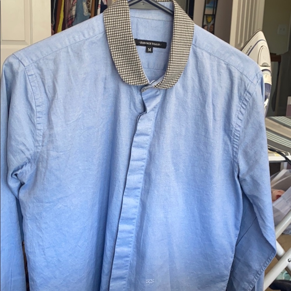 Blue button up (buttons hidden)